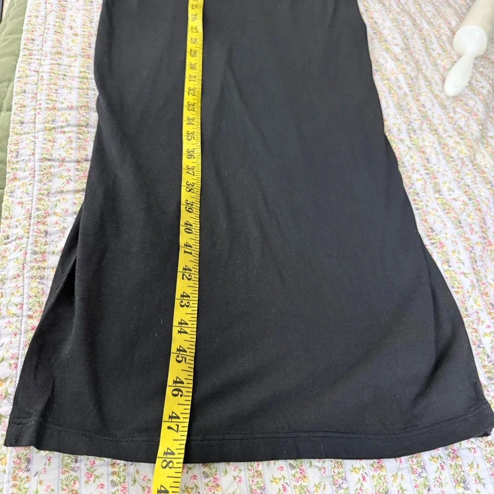 Standard James Perse Black Cotton Knit Split Neck Pencil Maxi Dress 1 Small - Picture 9 of 9